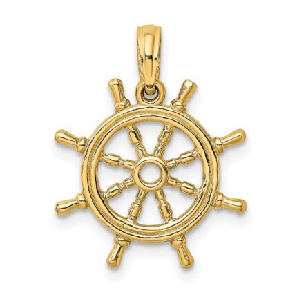 10K 3-D Ships Wheel Charm