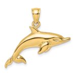 10K 2-D and Polished Swimming Dolphin Charm