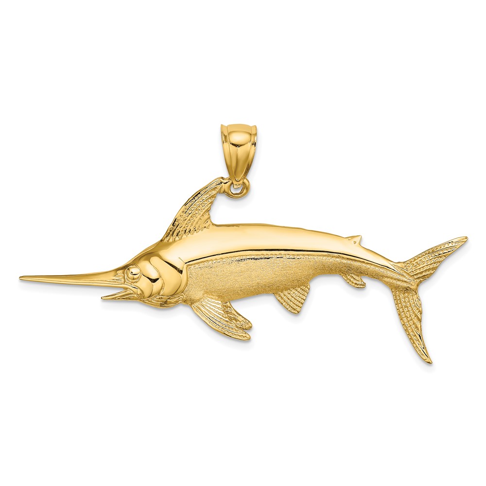 10K8105.jpg 10K 2-D Polished/Satin Swordfish Charm - Image 1