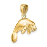 10k 3-D Polished Swimming Manatee Charm - Image 5