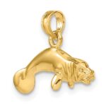 10K 3-D Polished Swimming Manatee Charm - Image 5