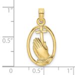 10K Praying Hands and Cross In Oval Charm - Image 3