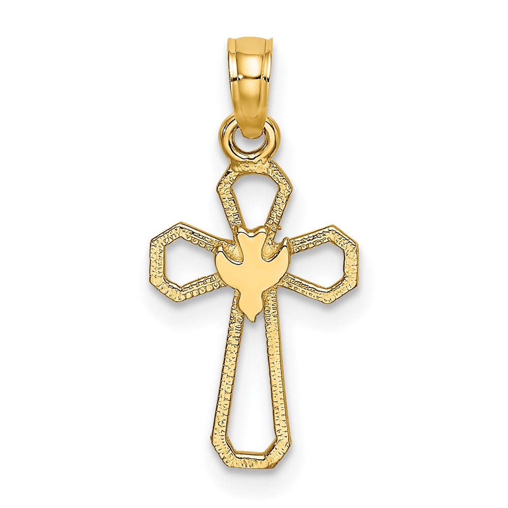 10K8329.jpg 10K Cut-Out Cross w/ Dove Charm - Image 1