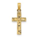 10K 2-D Polished Textured Cross Charm - Image 4