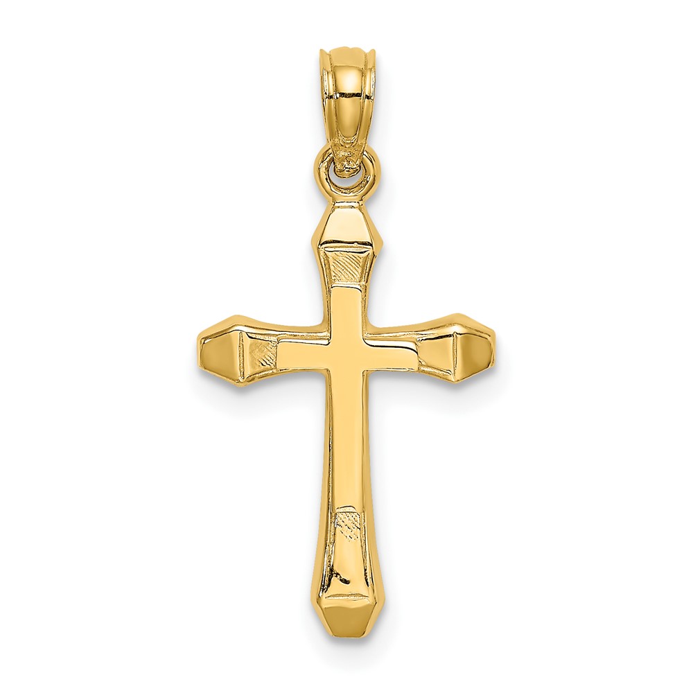 10K8370.jpg 10K Polished Beveled Tips Cross Charm - Image 1