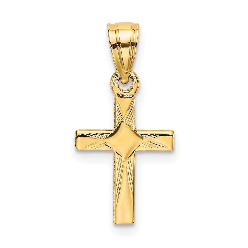 10K8373.jpg 10K Diamond Shape Center Mini Cross Charm - Image 1