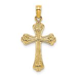 10K Polished Engraved Cross Charm
