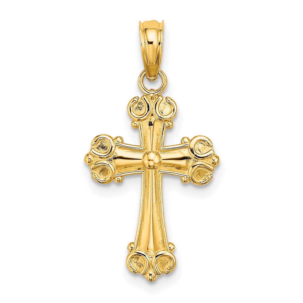 10K8416.jpg 10K Cross W/ Scroll Tips and Button Center Charm - Image 1