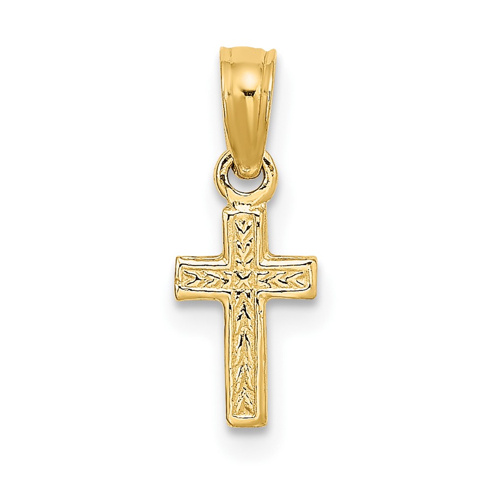10K8424.jpg 10K Polished and Engraved Mini Cross Charm - Image 1