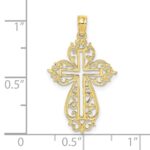 10K Cut-Out Scroll Framed Cross Charm - Image 3