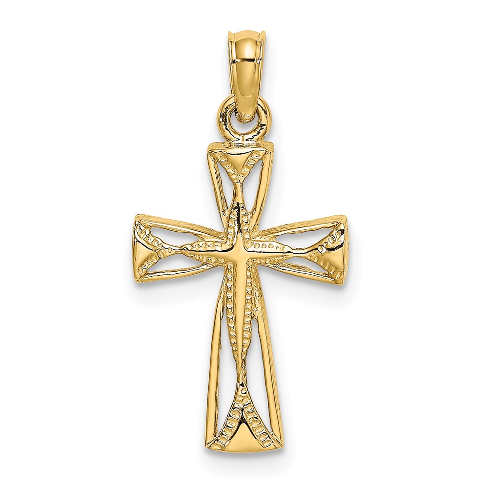 10K8455.jpg 10K Cut-Out Cross w/ Triangle Ends Charm - Image 1