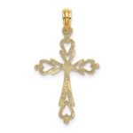 10K Cross Cut-Out w/ Heart Ends Charm - Image 4