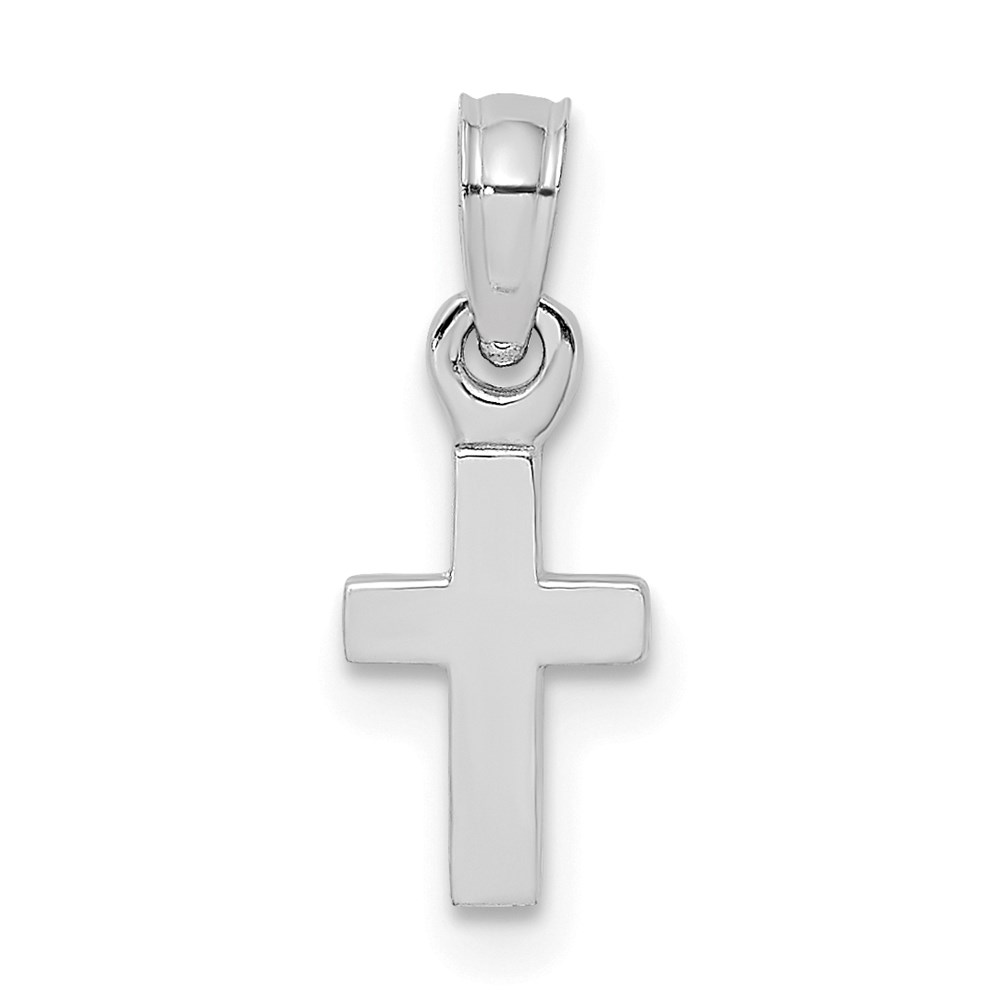 10K8493W.jpg 10K White Gold Polished Mini Cross Charm - Image 1