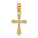 10K Textured Mini Cross Charm