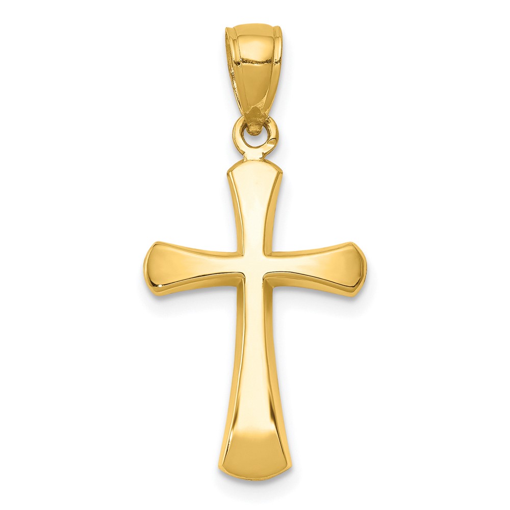 10K8523.jpg 10K Polished Beveled Cross w/ Round Tips Charm - Image 1