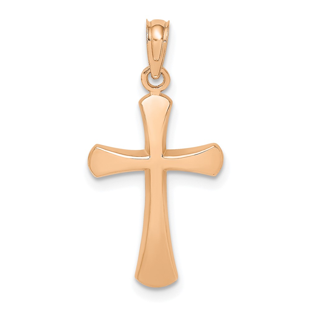 10K8523R.jpg 10K Rose Gold Polished Beveled Cross w/ Round Tips Charm - Image 1
