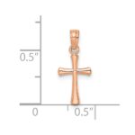 10K Rose Gold Polished Beveled Cross w/ Round tips Charm - Image 2