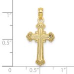 10K Textured Leaves On Edges Cross Charm - Image 3