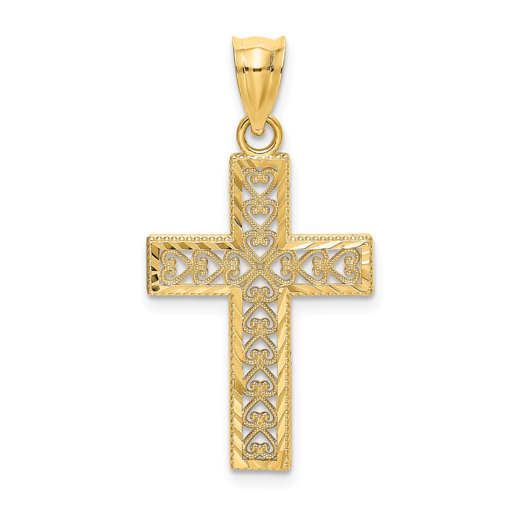 10K8569.jpg 10K D/C Edge and Filigree Center Cross Charm - Image 1