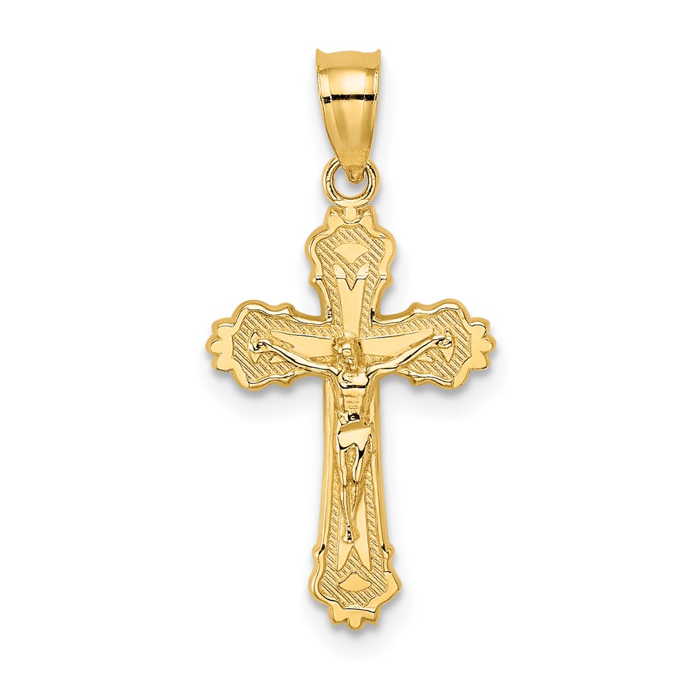 10K8583.jpg 10K W/ Textured Scalloped Edge Crucifix Charm - Image 1