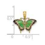 10K Small Green Enameled Butterfly Charm - Image 3
