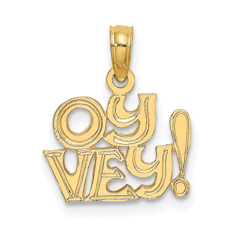 10K8881.jpg 10K Polished and Engraved OY VEY Charm - Image 1