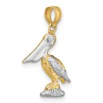 10K W/ Rhodium 3-D Small Standing Pelican Charm - Image 5