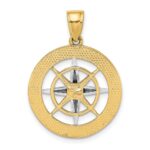 10K w/Rhodium Nautical Compass White Needle Charm - Image 4