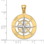 10K w/Rhodium Nautical Compass White Needle Charm - Image 3