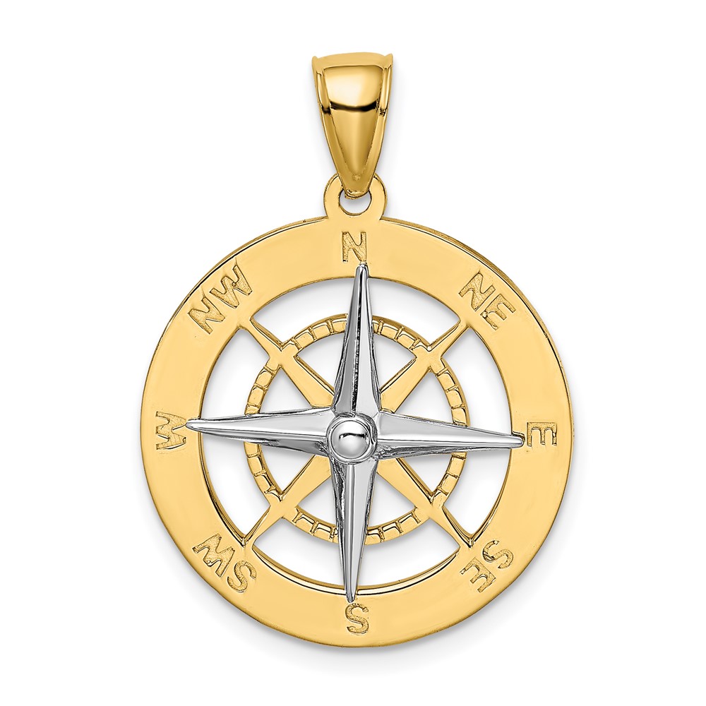 10K9017.jpg 10K w/Rhodium Nautical Compass White Needle Charm - Image 1