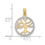 10K w/Rhodium 3-D Tree Of Life In Round Frame Charm - Image 3