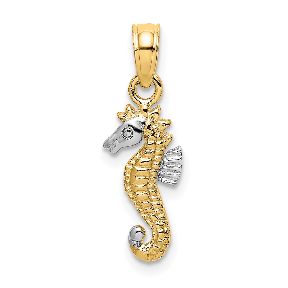 10K9037.jpg 10K w/Rhodium 2-D Seahorse Charm - Image 1