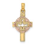 10K Two-Tone Cut-Out Dove On Cross Charm - Image 4