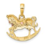 10k Two-Tone 2-D Rocking Horse w/ Saddle Charm - Image 4