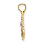 10K Two-tone w/White Rhodium Rose In Oval Frame Charm - Image 2