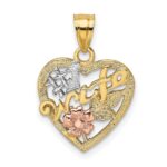 10k Two-Tone w/White Rodium #1 WIFE In Heart Charm