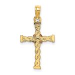10K Two-Tone Twisted Cross w/ Flower Charm - Image 4