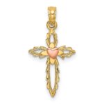 10K Two-Tone Cross w/ Heart Charm