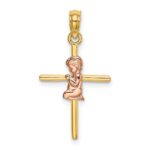 10K Two-Tone 2-D Boy On Cross Charm