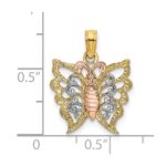 10K Two-tone w/White Rhodium Butterfly Cut-Out Charm - Image 3