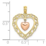 10k Yellow and Rose Gold Polished Dangling Heart In Heart Charm - Image 2