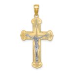 10K Two-tone Engraved Crucifix Charm