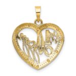 10k w/Rhodium Bead Trim #1 MOM In Heart Charm - Image 4