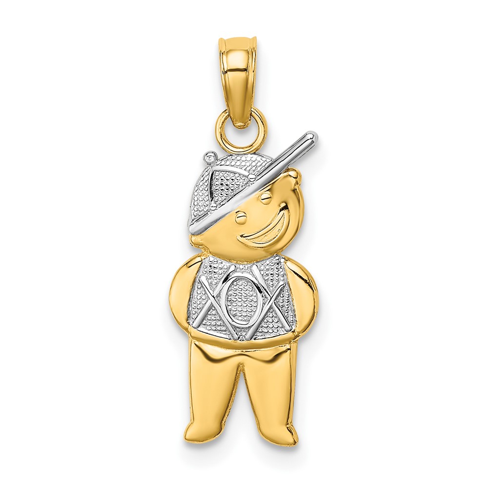 10K9245.jpg 10K Textured w/Rhodium Boy Charm - Image 1