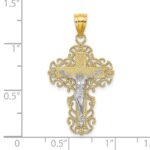 10K Two-Tone w/Lace Trim Crucifix Charm - Image 3