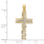 10K w/ Rhodium D/C Filigree Cross Pendant - Image 3
