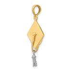 10k w/Rhodium 3-D Graduation Cap Moveable Tassle Charm - Image 5