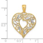 10K W/ Rhodium D/C Filigree Heart Charm - Image 3