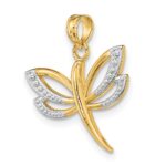 10K w/ Rhodium Textured Dragonfly Charm - Image 5