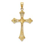 10K W/ Rhodium D/C Edges Cross Charm - Image 4